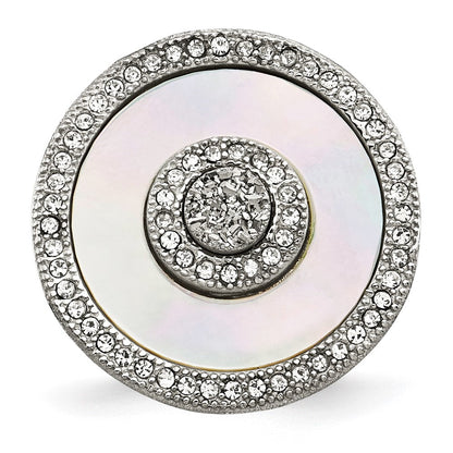 Edelstahl Poliert Perlmutt/druzy Quarz und Kristall Ring