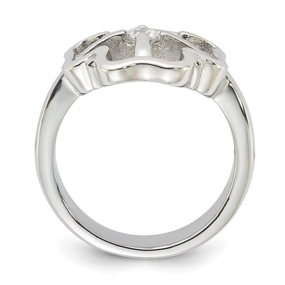 Edelstahl Zirkonia Klee Ring (size 7 Nur)