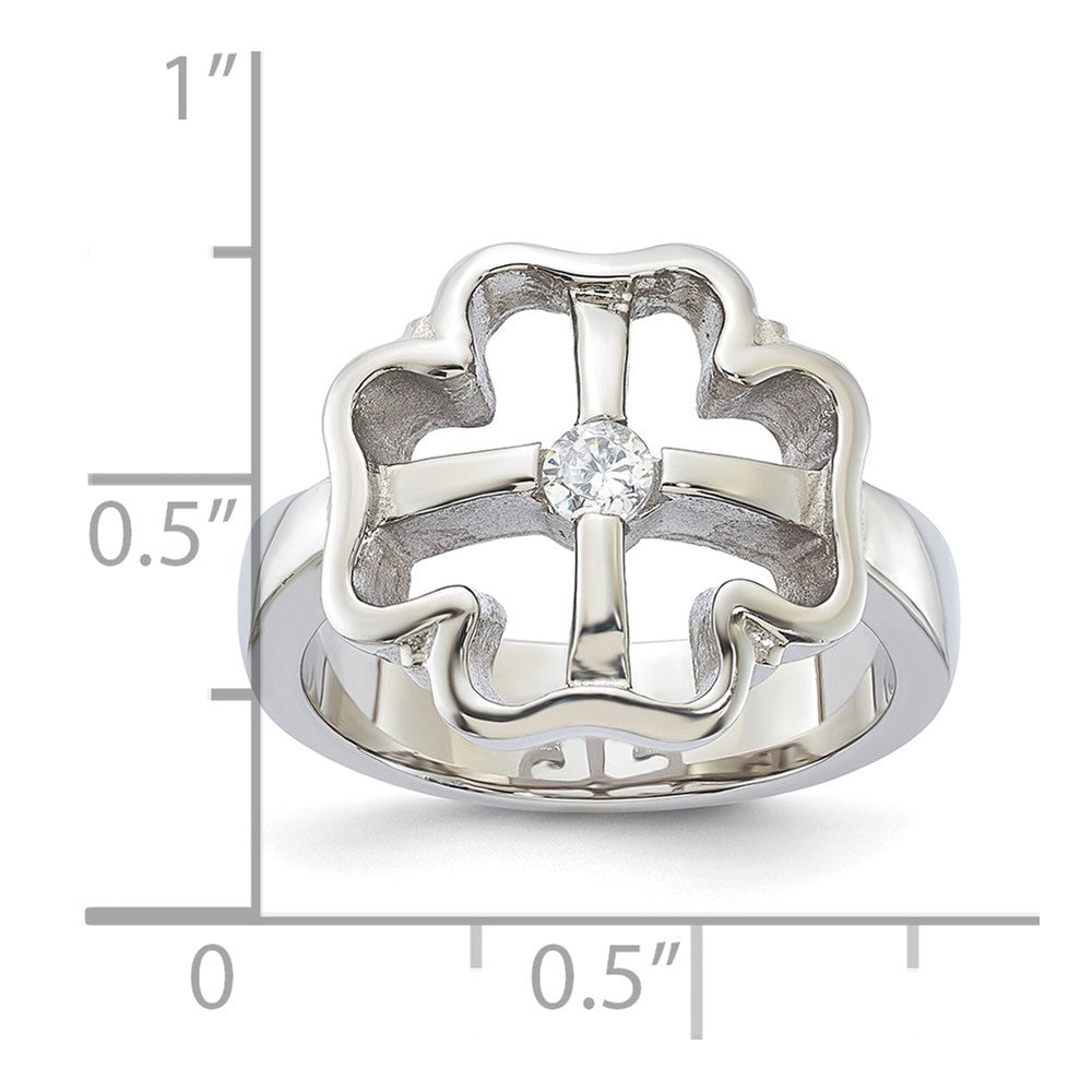 Edelstahl Zirkonia Klee Ring (size 7 Nur)