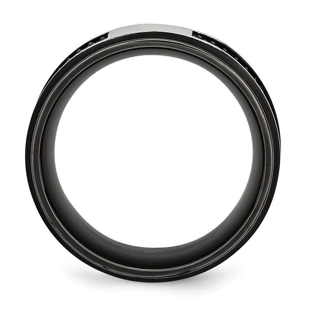 Edelstahl Poliert Schwarz Ip Beschichtet Gummi Einlage 10mm Ring