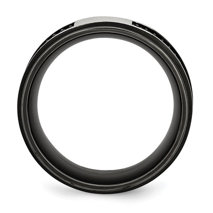 Edelstahl Poliert Schwarz Ip Beschichtet Gummi Einlage 10mm Ring