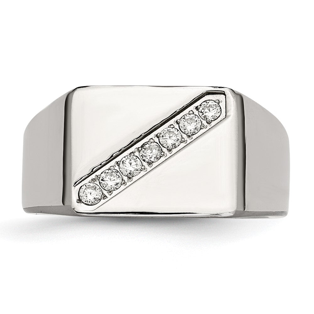 Edelstahl Poliert Zirkonia Siegel Ring