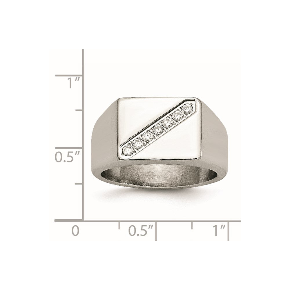 Edelstahl Poliert Zirkonia Siegel Ring