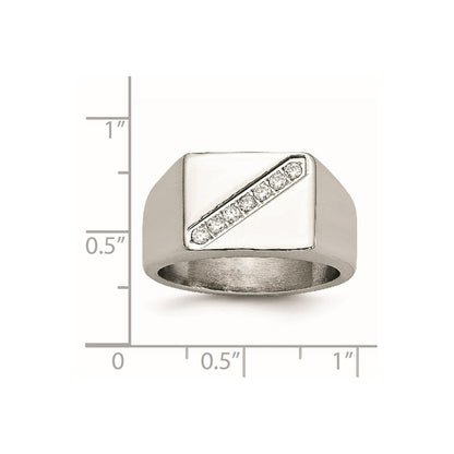 Edelstahl Poliert Zirkonia Siegel Ring