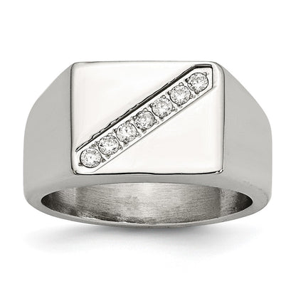 Edelstahl Poliert Zirkonia Siegel Ring