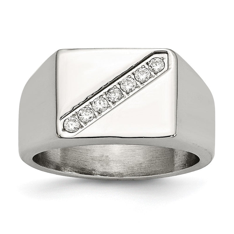 Edelstahl Poliert Zirkonia Siegel Ring