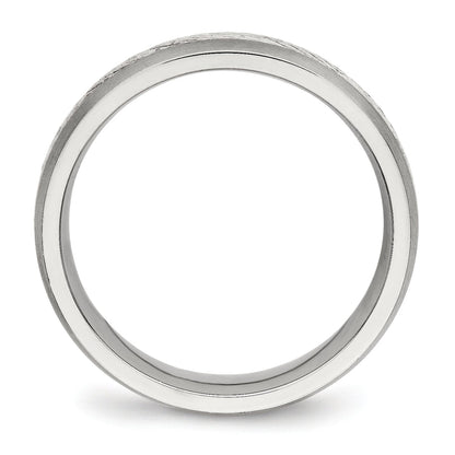 Edelstahl Sterlingsilber Einlage Gebürstet Diamantiert 6mm Ring