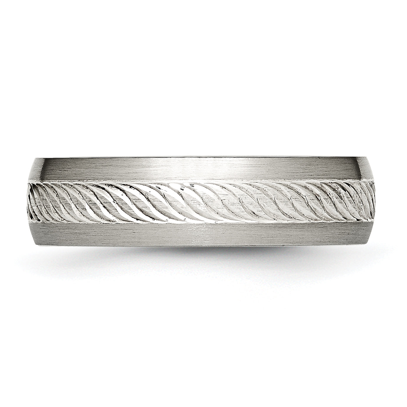 Edelstahl Sterlingsilber Einlage Gebürstet Diamantiert 6mm Ring