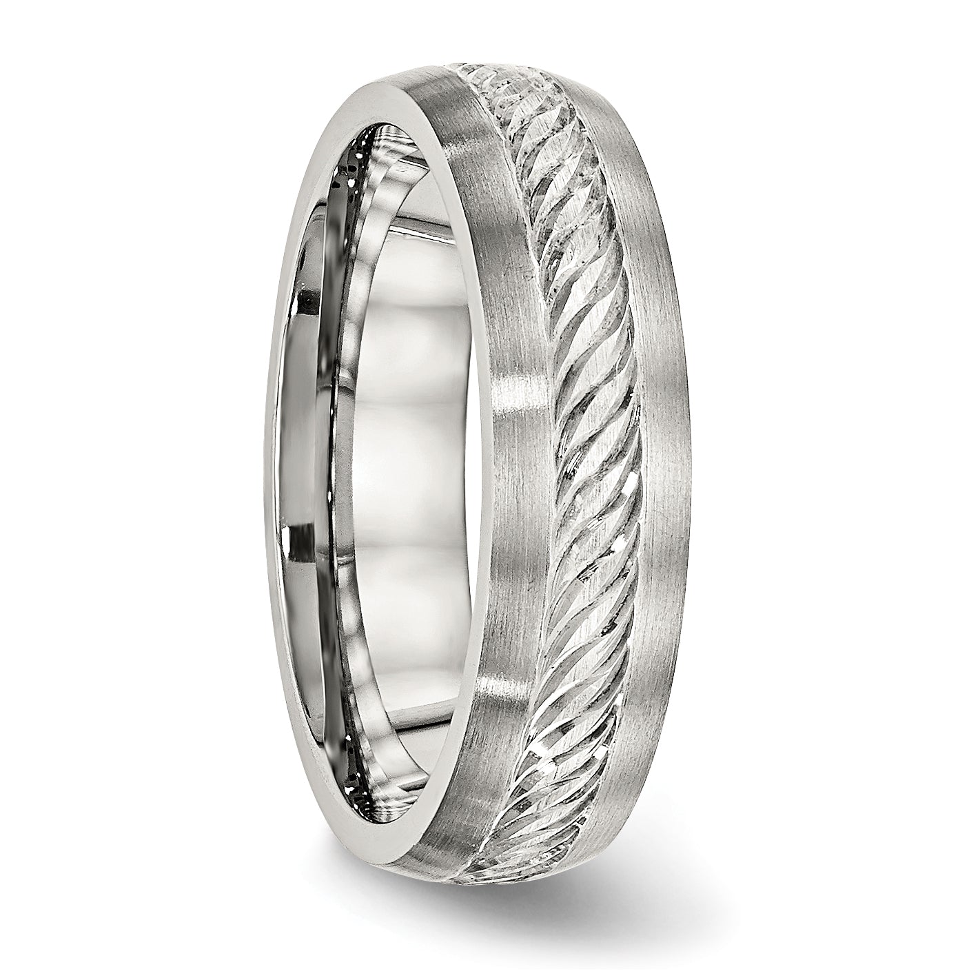Edelstahl Sterlingsilber Einlage Gebürstet Diamantiert 6mm Ring