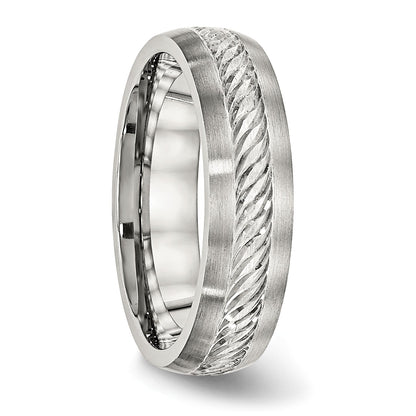 Edelstahl Sterlingsilber Einlage Gebürstet Diamantiert 6mm Ring