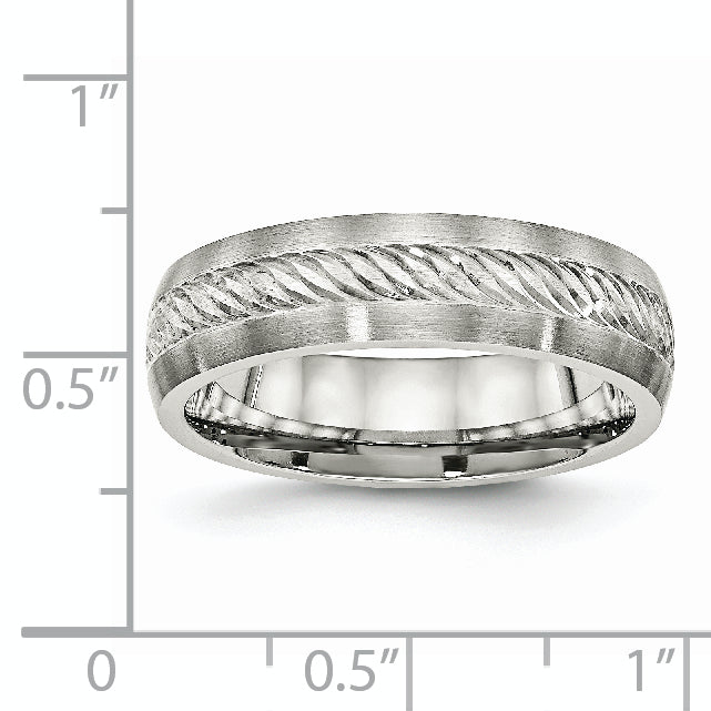 Edelstahl Sterlingsilber Einlage Gebürstet Diamantiert 6mm Ring