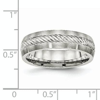 Edelstahl Sterlingsilber Einlage Gebürstet Diamantiert 6mm Ring