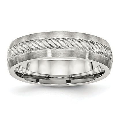 Edelstahl Sterlingsilber Einlage Gebürstet Diamantiert 6mm Ring