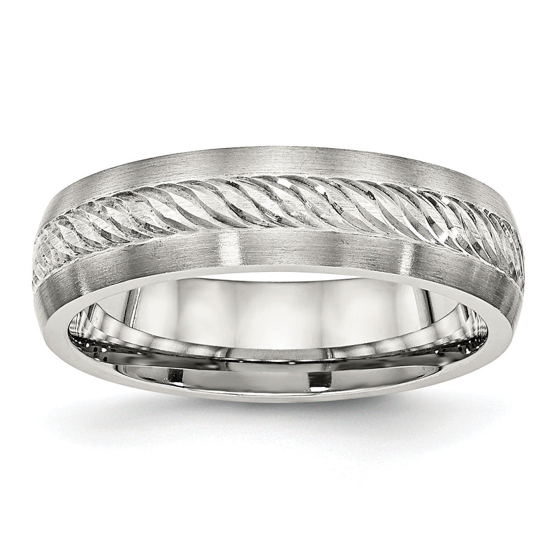 Edelstahl Sterlingsilber Einlage Gebürstet Diamantiert 6mm Ring
