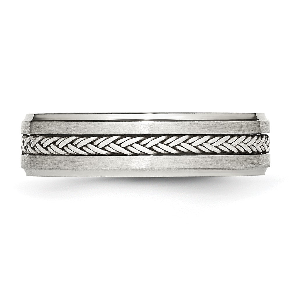 Edelstahl Sterlingsilber Braid Einlage Gebürstet/polished 6mm Ring