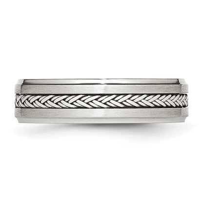Edelstahl Sterlingsilber Braid Einlage Gebürstet/polished 6mm Ring