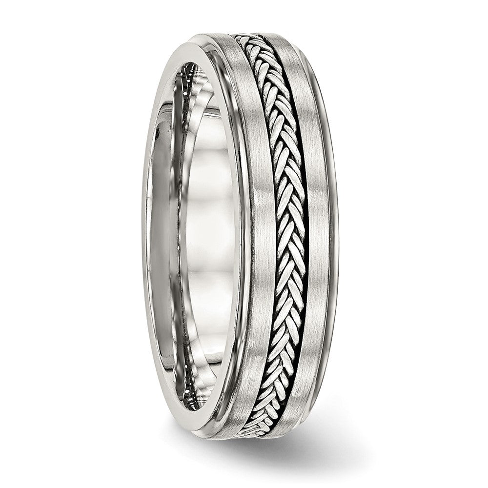 Edelstahl Sterlingsilber Braid Einlage Gebürstet/polished 6mm Ring