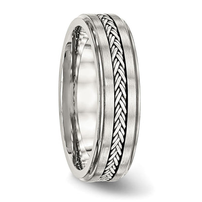 Edelstahl Sterlingsilber Braid Einlage Gebürstet/polished 6mm Ring