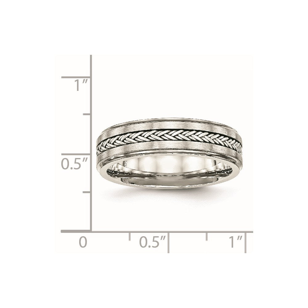 Edelstahl Sterlingsilber Braid Einlage Gebürstet/polished 6mm Ring