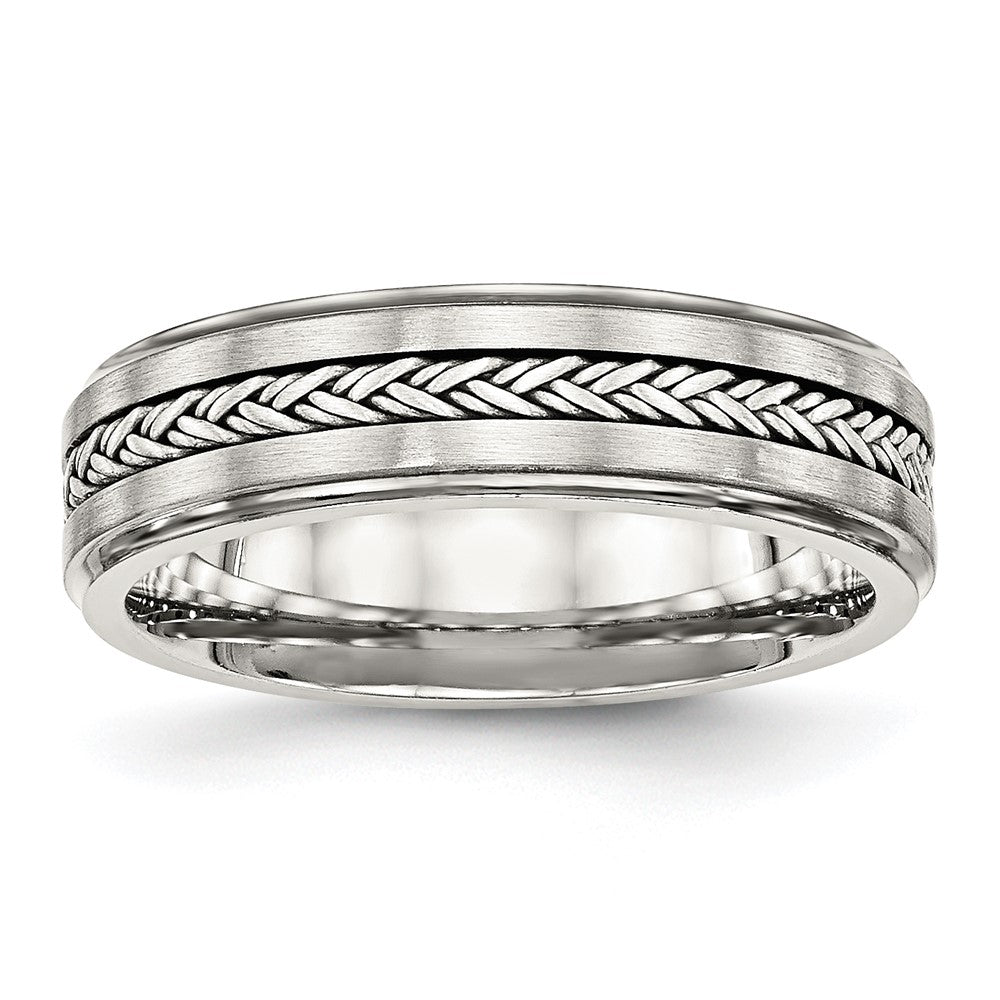 Edelstahl Sterlingsilber Braid Einlage Gebürstet/polished 6mm Ring