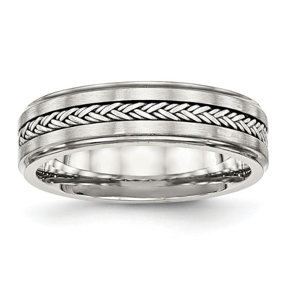 Edelstahl Sterlingsilber Braid Einlage Gebürstet/polished 6mm Ring