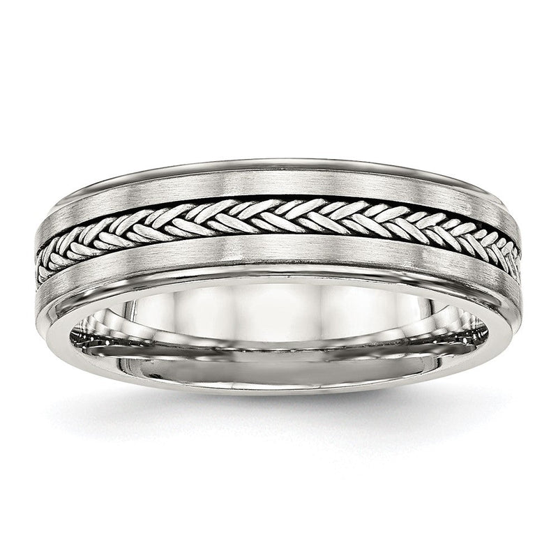 Edelstahl Sterlingsilber Braid Einlage Gebürstet/polished 6mm Ring