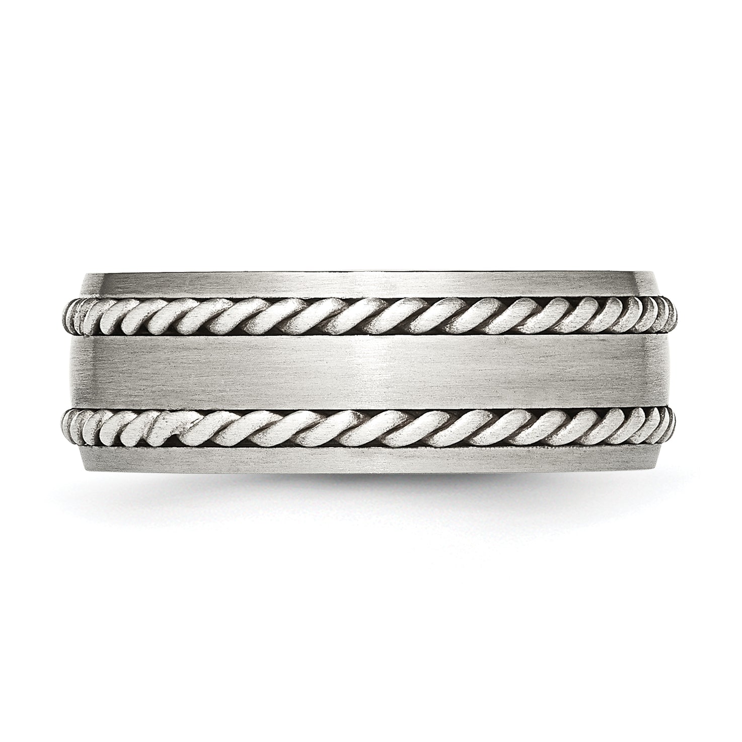 Edelstahl Sterlingsilber Doppelt Gedreht Gebürstet 8mm Ring