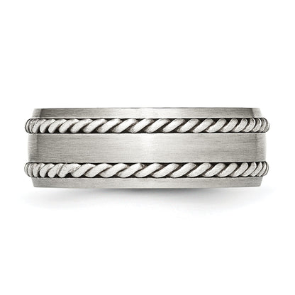 Edelstahl Sterlingsilber Doppelt Gedreht Gebürstet 8mm Ring