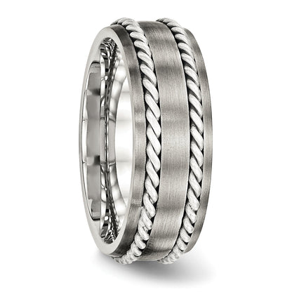 Edelstahl Sterlingsilber Doppelt Gedreht Gebürstet 8mm Ring