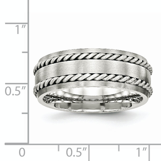Edelstahl Sterlingsilber Doppelt Gedreht Gebürstet 8mm Ring