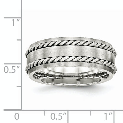 Edelstahl Sterlingsilber Doppelt Gedreht Gebürstet 8mm Ring