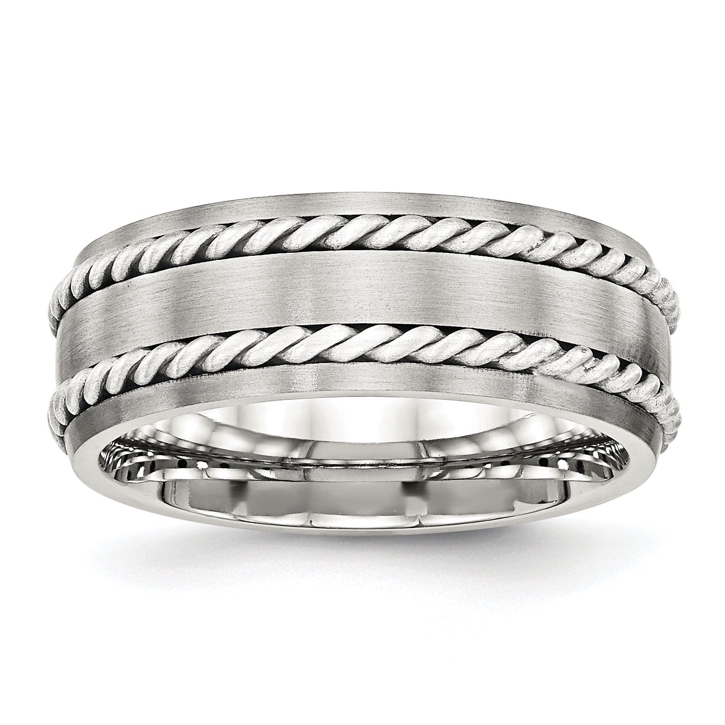 Edelstahl Sterlingsilber Doppelt Gedreht Gebürstet 8mm Ring