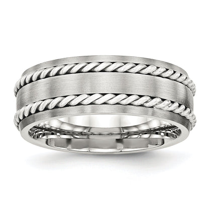Edelstahl Sterlingsilber Doppelt Gedreht Gebürstet 8mm Ring