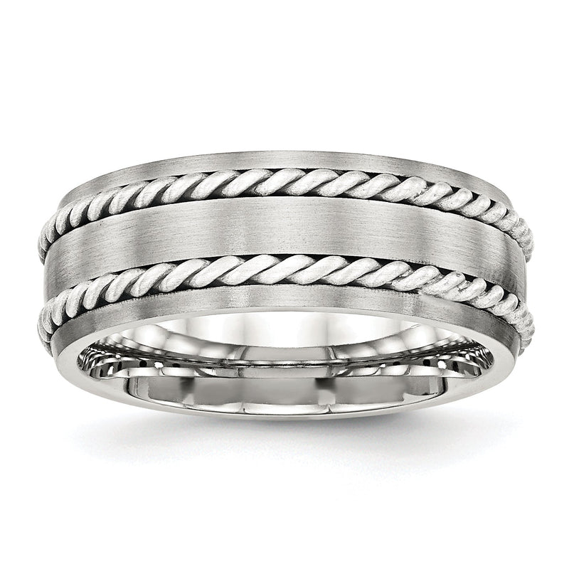Edelstahl Sterlingsilber Doppelt Gedreht Gebürstet 8mm Ring