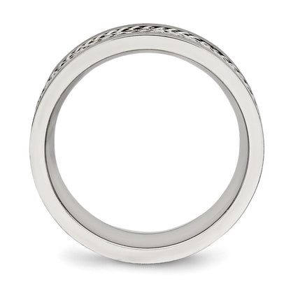 Edelstahl Sterlingsilber Einlage Poliert/brushed Kante 7mm Ring