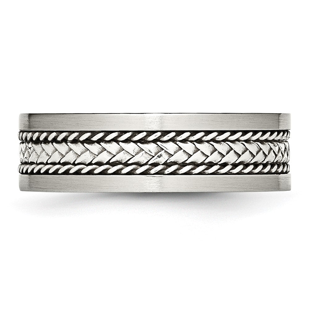 Edelstahl Sterlingsilber Einlage Poliert/brushed Kante 7mm Ring