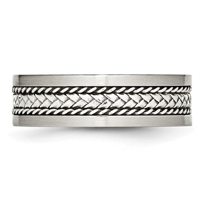 Edelstahl Sterlingsilber Einlage Poliert/brushed Kante 7mm Ring