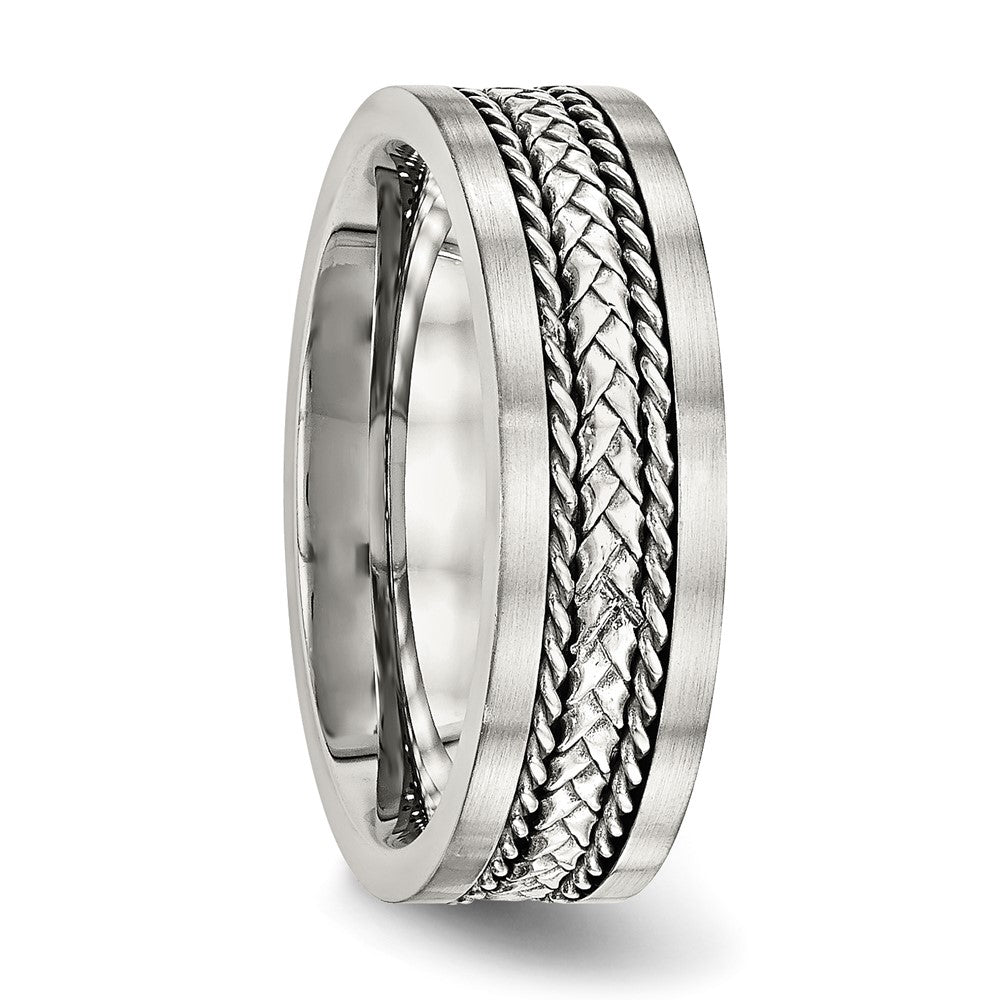 Edelstahl Sterlingsilber Einlage Poliert/brushed Kante 7mm Ring
