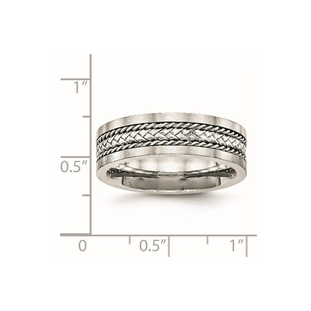 Edelstahl Sterlingsilber Einlage Poliert/brushed Kante 7mm Ring
