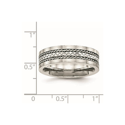 Edelstahl Sterlingsilber Einlage Poliert/brushed Kante 7mm Ring