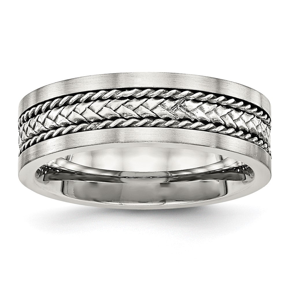 Edelstahl Sterlingsilber Einlage Poliert/brushed Kante 7mm Ring