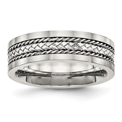 Edelstahl Sterlingsilber Einlage Poliert/brushed Kante 7mm Ring