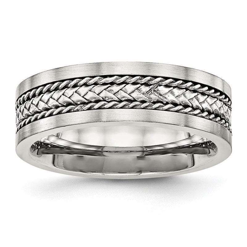Edelstahl Sterlingsilber Einlage Poliert/brushed Kante 7mm Ring