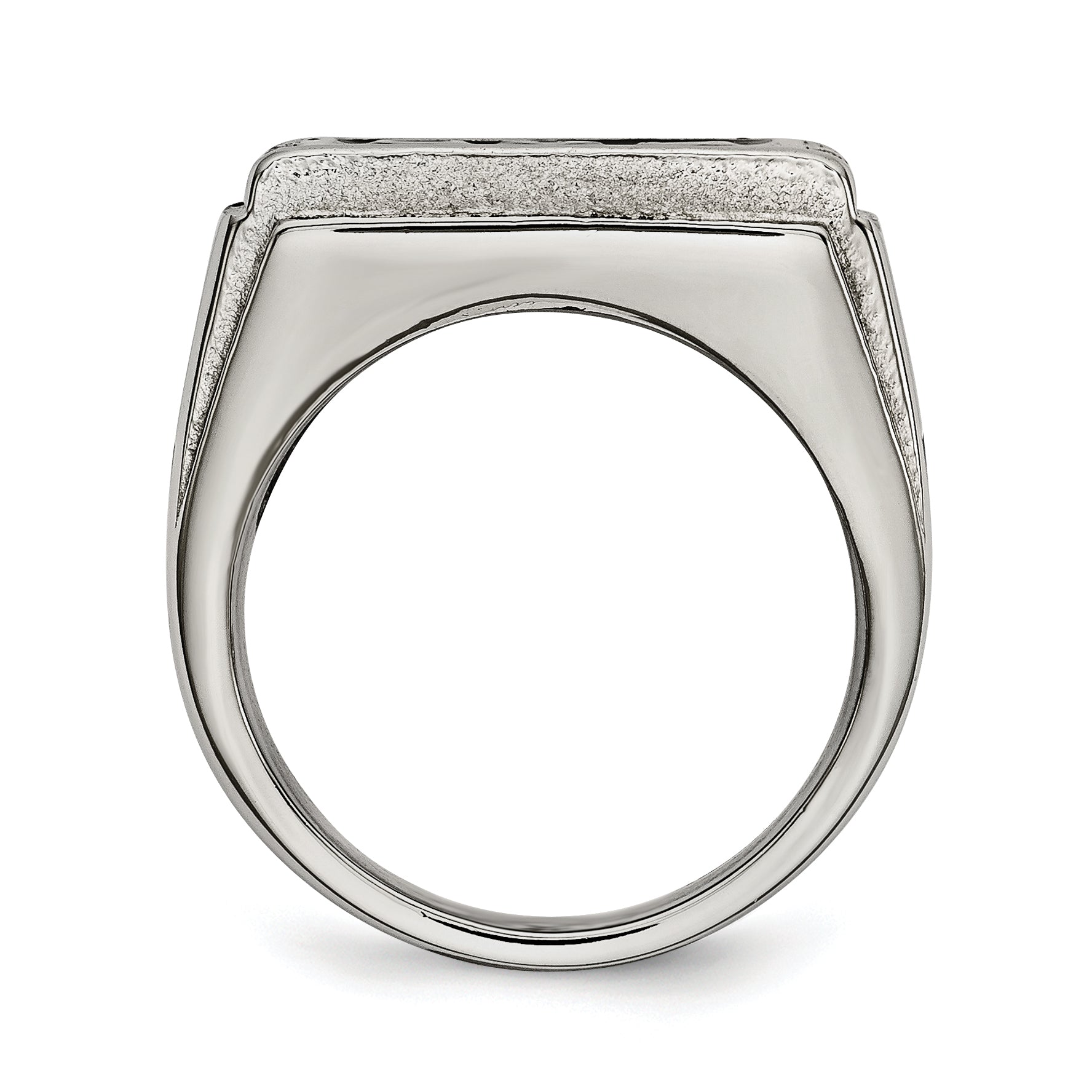 Edelstahl Poliert Schwarz Emailliert Dad Zirkonia Ring