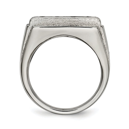 Edelstahl Poliert Schwarz Emailliert Dad Zirkonia Ring