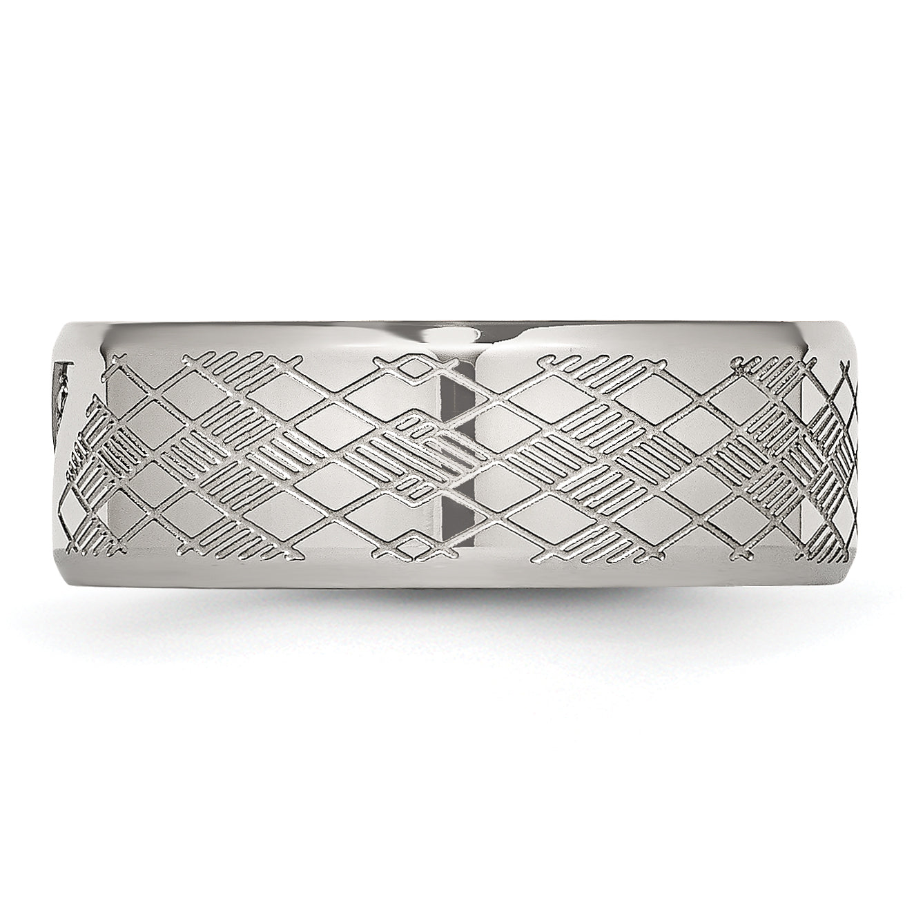 Edelstahl Poliert und Strukturiert Zirkonia 8mm Ring