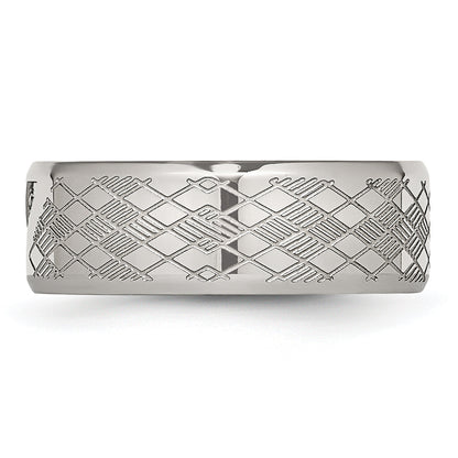 Edelstahl Poliert und Strukturiert Zirkonia 8mm Ring