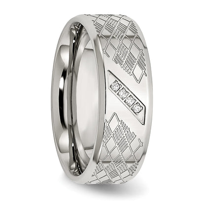 Edelstahl Poliert und Strukturiert Zirkonia 8mm Ring