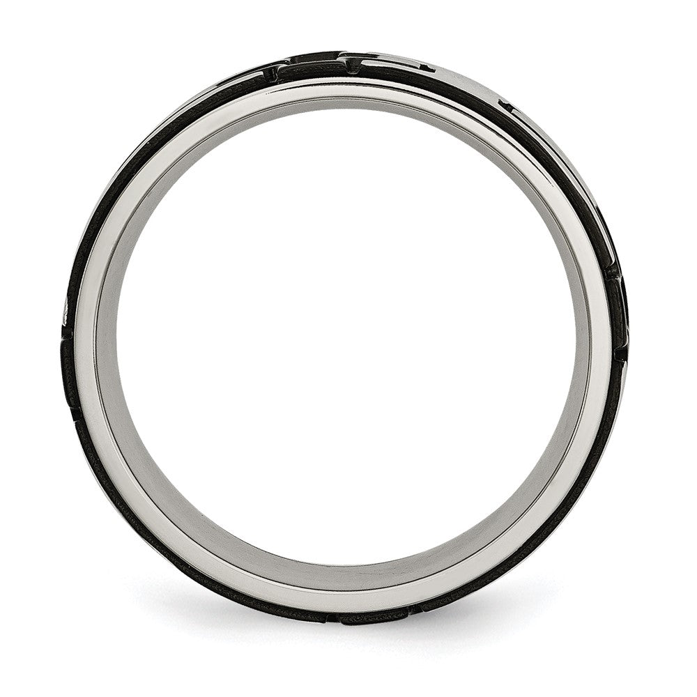 Edelstahl Poliert Schwarz Ip Beschichtet mit Zirkonia Kreuz 8mm Ring