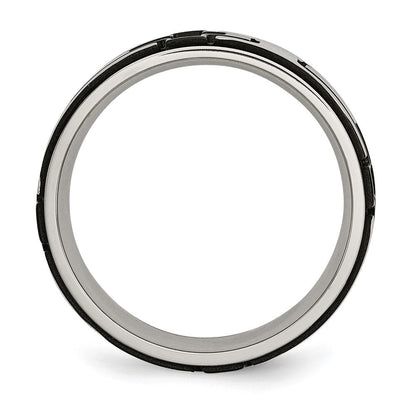 Edelstahl Poliert Schwarz Ip Beschichtet mit Zirkonia Kreuz 8mm Ring